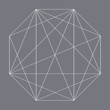 Geometric octagon polygon with diagonal angles drawn. Geometry vector design shape, element