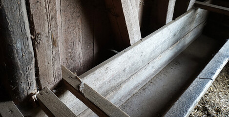 Part of a cleaned feed trough from a rustic old sheepfold. 
