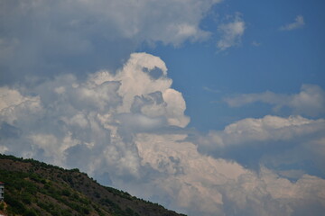 White clouds in the blue sky
