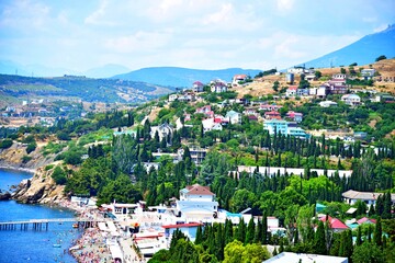 view of the city from the mountain in Crimea