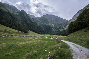 View of Artiga de Lin valley, a protected natural area, located in the municipalities of Es Bordes...