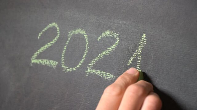 New Year 2021 written on blackboard with chalk