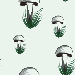 seamless pattern with mushrooms. doodle, sketch. vector eps 10. design of fabric, packaging, bed linen.