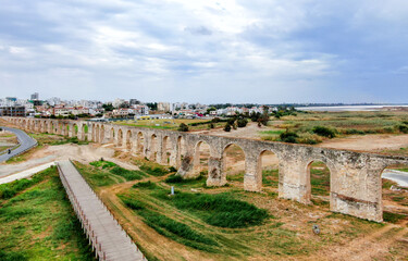 Fototapeta na wymiar Kamares aqueduct in Larnaca, Cyprus
