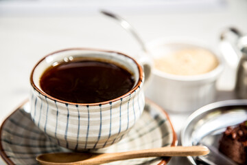 Organic coffee and chocolate cake at the cafe_03