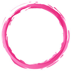 Pink grungy, grunge paintbrush, paint stroke circle, ring vector design element. Sketchy, doodle circle