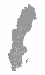 The Sweden isolated map divided in counties © luisrftc