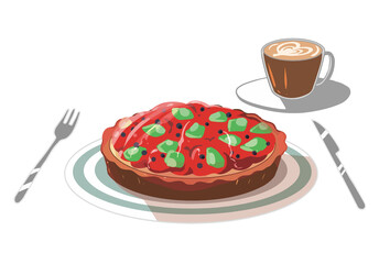 ラテアートとタルト(線無し)