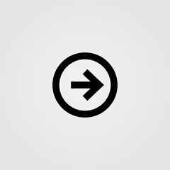 Rounded right direction arrow icon. Next symbol, navigation menu button for web and mobile design.