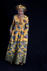 Happy Black woman in African dress