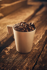 coffee beans and cup