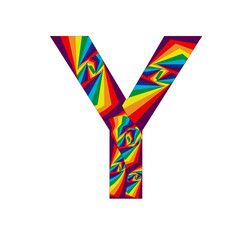 illustration with the letter Y in abstract style and rainbow colors