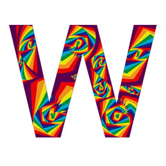 illustration with the letter W in abstract style and rainbow colors