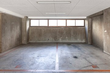 Empty space car park interior at office building