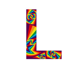 illustration with the letter L in abstract style and rainbow colors