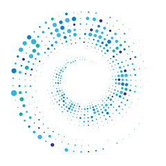 Dots, dotted circular spiral. Swirl, twirl of circles. Stippling, pointillist design. Speckles, flecks vector illustration