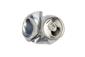 Compressed aluminum can isolated on a white background