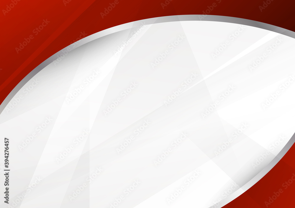 Poster abstract template red and white curve overlapping layers background with gray geometric line decorat