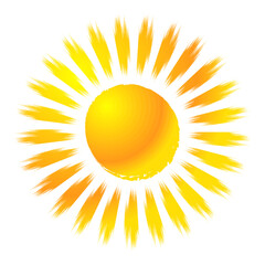 Grungy, grunge, Textured sun clip-art design element. Painted, sketchy sun drawing. Paintbrush, brushstroke effect Sun - 394276458