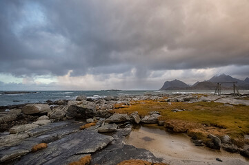A coastal scene from Flakstad island, lofoten archipelago