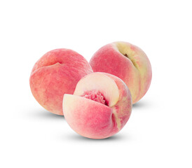 peach fruit isolated on white background.