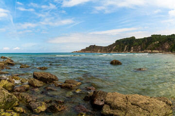 Rocky coast. Sea nature landscape. San Pedro de La Ribera beach, Cudillero, Spain