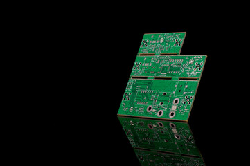 Electronics PCB isolated on the black