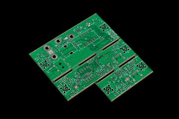 Electronics PCB isolated on the black