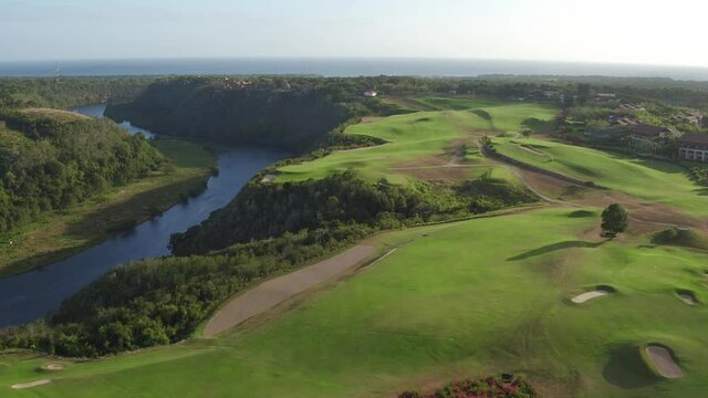 Casa de Campo and Dye Fore Golf Course at La Romana. Aerial panoramic view