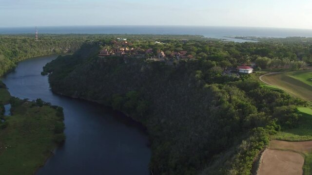 Aerial view of picturesque village of Altos de Chavon. La Romana