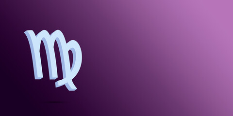 Virgo zodiac sign. Zodiac sign on purple background. Constellation virgo. 3d render