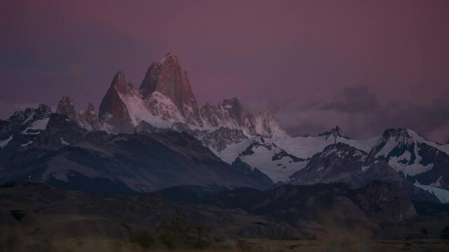 Fitz Roy at Sunrise, So awesome Light, Epic and unique Lightning with great Clouds at Sky