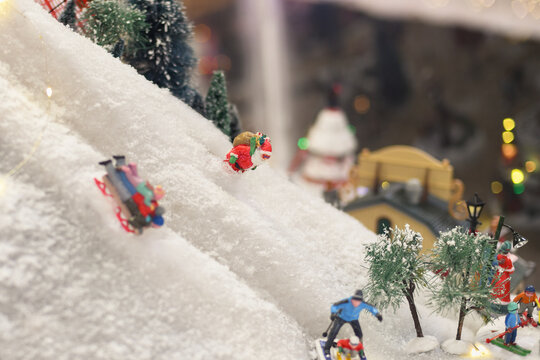 Santa Claus is skiing in the snow Winter scene