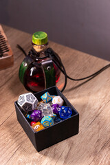 dungeons and dragons health potion with dice