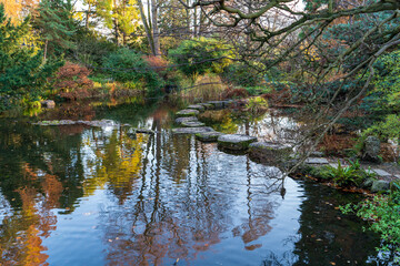 Japanische Natur Landschaft mit Bäumen und See