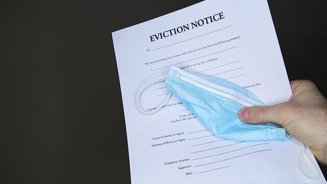 An eviction notice form with a face mask. HD 24FPS.