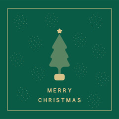 クリスマスツリーのグリーティングカード　正方形　グリーン