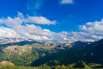 Panoramic Image of Grossglockner Alpine Road. Curvy Winding Road in Alps. Dramatic Sky. Austria