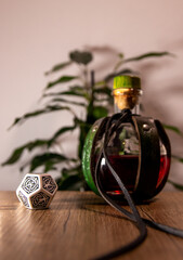 dungeons and dragons health potion with dice