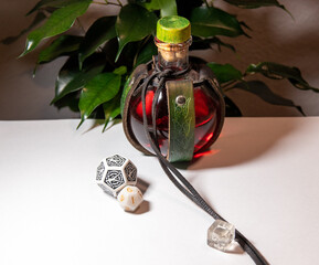 dungeons and dragons health potion with dice