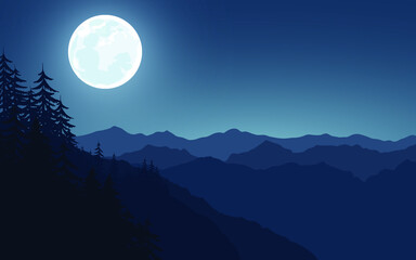 Fototapeta na wymiar Full moon over the mountains