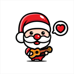 cute santa claus character playing guitar