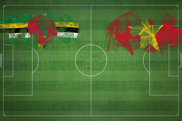 Dominica vs Vietnam Soccer Match, national colors, national flags, soccer field, football game,...
