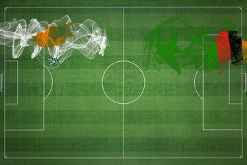 Cyprus vs Zambia Soccer Match, national colors, national flags, soccer field, football game, Copy...