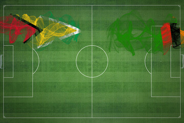 Guyana vs Zambia Soccer Match, national colors, national flags, soccer field, football game, Copy...