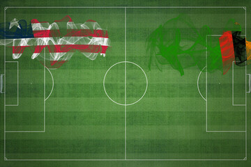 Liberia vs Zambia Soccer Match, national colors, national flags, soccer field, football game, Copy...