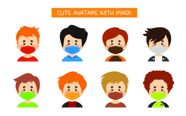 Set Of Cute Avatars With Mask