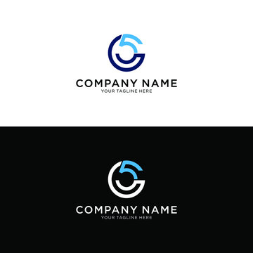 Letter and number C and 5 logo vector. C5 blue.