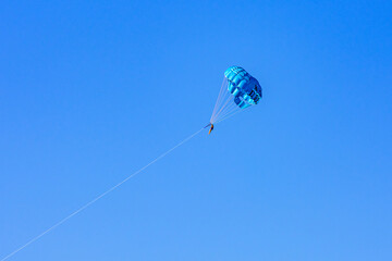 Parasailing at the Mediterranean sea in Turkey. Active and extreme recreation