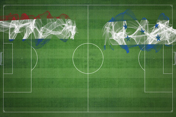 Netherlands vs Honduras Soccer Match, national colors, national flags, soccer field, football game,...